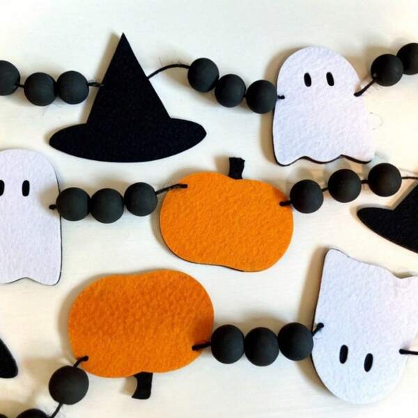 1Pc Halloween Ghost And Witch Hat Decorations - With Black Beads, Perfect For Halloween Party Decorations, Halloween Party Decorations | Horror Theme Decorations | Cloth Decorations, Halloween Decorations Gift Fall Decor Autumn Decor Home Decor Room Decor