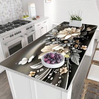 1pc Flower Printing Absorbent Pad, New Waterproof Kitchen Countertop Drying Pad, Soft Silicone Non-Slip Quick-Drying Pad, Used For Kitchen Countertops, Coffee Pots, Etc.