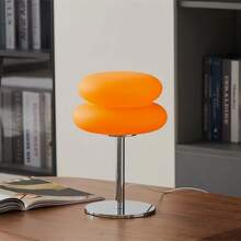 1 Piece, Modern Dimmable USB Powered Desk Lamp With Metal Base And Orange Lampshade - Upward Ambient Lighting For Living Rooms, Bedrooms, And Home Offices - Button Controlled Brightness, No Battery Required, Holiday Gift Creativity, Bedroom Bedside Desk Lamp