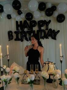 طقم البالونات الشخصية بأرقام سوداء مقاس 32 بوصة، وأرقام عيد الميلاد المخصصة ، بالونات التيل السوداء والبيضاء مع بالون قلب أسود مقاس 18 بوصة، مجموعة بالونات بحرف عيد الميلاد السعيد، مناسبة لحفلات عيد الميلاد والزفاف وحفلة استقبال المولود وعيد الحب وحفلات العروس وحفلة عيد ميلاد بموضوع الفيونكة والخطوبة والزفاف والعيد والعام الجديد وحفلة استقبال المولود والتخرج