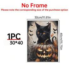 1 pièce, Chat noir d'Halloween - Art mural, Esthétique décorative sombre, Cabine sombre, Imprimé gothique sur le lac, 1 set de 1, Affiches sur canevas, Murs en canevas décorés comme cadeaux d'anniversaire et de remise des diplômes pour la maison, le salon, la chambre, la cuisine et la salle de bain.