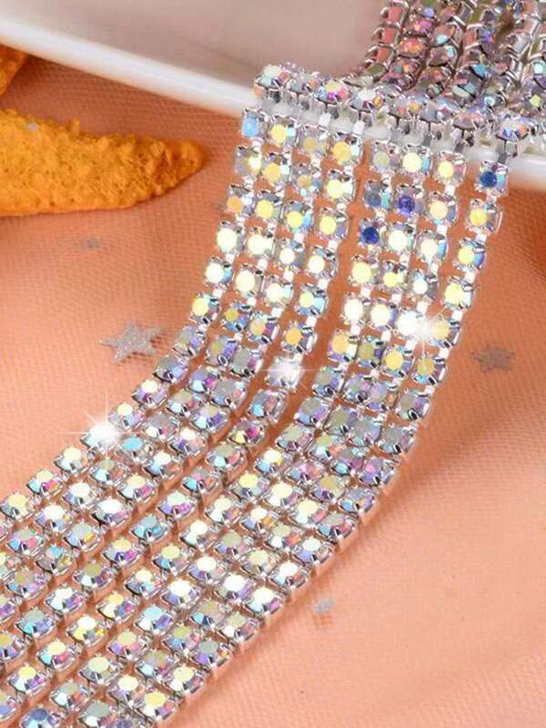 1m/3m/10m Single Row Rhinestone Chain, Multipurpose DIY Crystal Claw Chain For Clothing, Shoes, Bags Decoration
