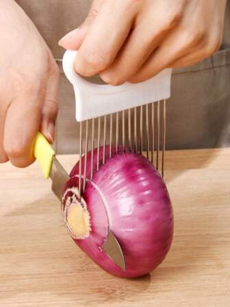 1pc Stainless Steel Onion Fork, Meat Tenderizer, Steak Needle, Vegetable Protective Slicer, Onion Holder & Finger Guard Set, Lemon Slicer, Kitchen Chopper & Cutter Accessories (Random Color)