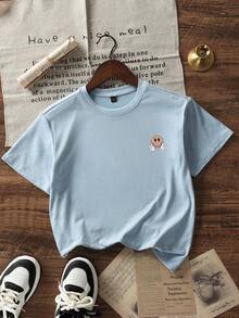 Grafik Muster Rundhals Kurzarm T-Shirt für Jungen & Teenager, lässiges Sommer Top