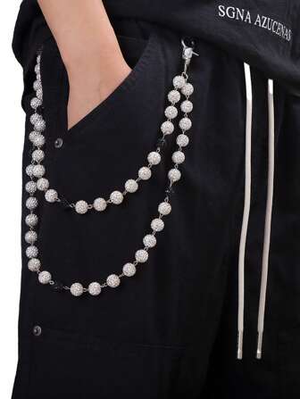 1pc Women's Waist Chain With Rhinestone Beaded Handmade Body Chain, Stylish Niche Waist Accessory Suitable For Daily Outfit, Also For Men