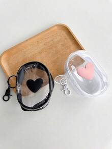 1/2 件透明心形蝴蝶结设计数据线、充电适配器和耳机收纳盒、创意便携式手机数据线，适合夏季度假旅行、户外活动数据线收纳旅行必需品 - 彩色 - 查看 9