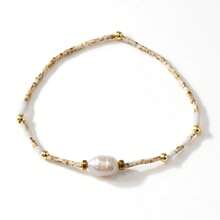 1/2 件/套 极简波西米亚金珠镀金黑胆隔珠珍珠弹力米珠女士手链套装，夏季海滩米珠弹力女士手链，可堆叠女士时尚配饰，毕业季礼物，同学礼物，朋友礼物，夏季海滩礼物，女朋友礼物 - 彩色 - 查看 8