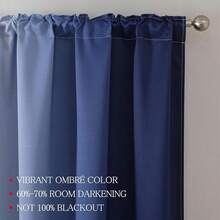 MIUCO Blackout Curtains & Drapes For Bedroom Living Room 84 Inches Long Purple And White Room Darkening Ombre Curtains Rod Pocket & Back Tab Curtains Thermal Insulated Light Blocking 2 Panels Set-FUNALING - 藏蓝色 - 查看 3