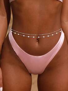 2 pièces Chaîne de taille double couche en faux perles à la mode pour femmes, convient pour l'été, chaîne de corps pour la plage, l'école