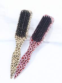 1 件豹纹光滑后背发刷，适用于光滑马尾发髻和抚平头发、散落、边缘控制、向后梳理和挑逗发刷，带宽鼠尾，用于分区和分缝、发刷、梳子和理发沙龙配件、美容旅行必需品、返校、旅行度假必需品、女士发饰