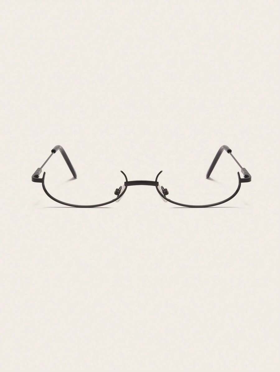 1 pièce Monture de lunettes de mode à demi-bord ovale pour femmes, accessoire de mode au style rétro