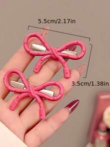 8件套可爱粉色蝴蝶结发夹套装，包含波点粉色蝴蝶结发夹 - 适合女孩和女士。可爱时尚，易于佩戴，适合日常和派对场合，是返校季必备单品，轻松打造少女风。吸睛亮片，让你的秀发闪耀动人。发夹、发爪、发卡、发夹、发卡、学习用品、蝴蝶结配饰、秋冬女装、蝴蝶结、发饰、情人节配饰、头部配饰 - 彩色 - 查看 7