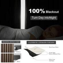 Topfinel 4 Panels Curtains Cream/OliveGreen/Natural Linen Curtains Winter 100% Blackout Thermal Sound Insulated , Ring Clips/Back Tab/Track System/ Hook Belt For Living Room Bedroom Office Home Decoration - DARKFLAX - 查看 7