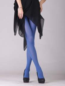 1 件女士亲肤透气连裤袜，适合裙子 - 藍色 - 查看 1
