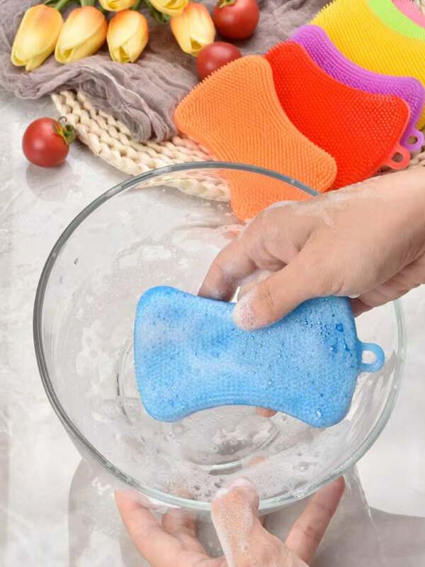Silicone Sponge Dishwashing Brush, Double-Sided Dishwashing Brush, Kitchen Small Tools And Accessories (3 Pieces Set)