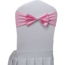 婚礼椅装饰，生日派对椅饰带蝴蝶结、松紧带，可定制宴会酒店豪华缎面椅饰带。