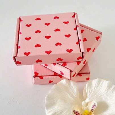 20pcs Heart-Shaped Gift Boxes - Multi-Purpose Storage And Packaging Containers With Heart & Floral Designs, Sturdy Cardboard Rectangular Storage Boxes For Home Decor, Jewelry, Accessories, Gift Boxes, Decorative Containers, Decorative Handles