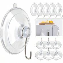 Suction Cup Hooks 1.77 Inches Clear PVC Suction Cups With Metal Hooks Removable Small Suction Cups For Kitchen Bathroom Shower Wall Window Glass Door 12 Pack - Thông thoáng - Xem 1