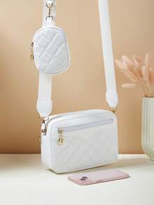 1pc Girls Mini Wave Pattern Embossed Letter Pouch, Phone Wallet Coin Purse - White - View 5