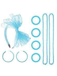 Forever & Moment 8 件套 80 年代女士服装配饰套装仿珍珠项链手链圆形耳环蕾丝蝴蝶结发带婚礼化妆舞会节日装饰礼物万圣节 - 多色 - 查看 18