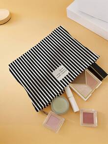 O geantă de depozitare simplă și la modă, cu fermoar, cu dungi multicolore, o geantă de machiaj ușoară și o geantă de machiaj, o geantă de toaletă multifuncțională, potrivită pentru depozitarea zilnică a cosmeticelor, geantă de cărți și depozitarea papetăriei, potrivită pentru utilizare în toate anotimpurile, geantă de toaletă de călătorie, geantă de spălare, geantă de duș, capacitate mare pentru femei, cuburi de ambalare, esențiale pentru călătorii, esențiale pentru croazieră, esențiale pentru vacanță. - Multicolor - Vizualizare 8