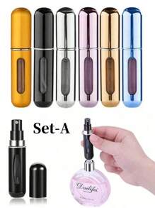 Atomizador de perfume recargable de 5ml - Envase portátil para rociar fragancias para viajes, regalos y uso en el hogar - Color rosa brillante