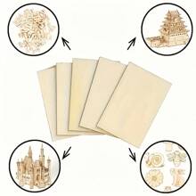 10 pièces/5 pièces/1 pièce Feuilles vierges pour artisanat - 12 x 8 pouces - Feuilles de contreplaqué de 1,5 mm d'épaisseur avec surfaces lisses - Panneaux de bois rectangulaires non finis pour découpe laser, pyrographie, modèles architecturaux, teinture