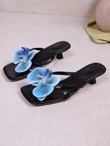 柔软方头拖鞋，舒适宽带坡跟人字拖，百搭女士人字拖