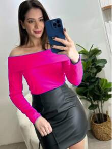 Women's  Long Sleeve Top - Hot Pink - View 1