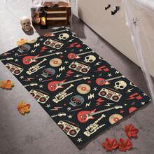 1 buc. Covoraș cu design de craniu, moale și durabil, covoraș antiderapant din poliester, potrivit pentru sufragerie, dormitor, cameră de jocuri și baie, Halloween