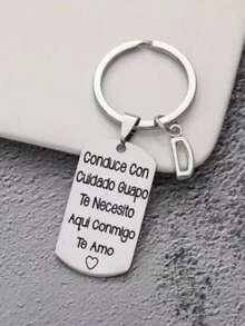 1pc Spanish Carved Casual Style Stainless Steel Keychain, Romantic Valentine's Day Gift For Husband Or Boyfriend - YSK-404 - View 4