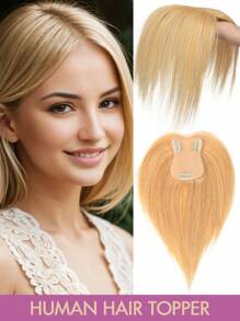 7x11厘米女士真人发夹式侧刘海直发接发片，优雅款式，多种颜色可选，增加稀疏头发的蓬松度和长度，夹式固定，逼真头皮效果