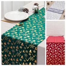 1/2pcs Christmas Table Runner, Reindeer & Snowflake Christmas Tree Polyester Christmas Decor, Home Decoration Dinning Party - Green