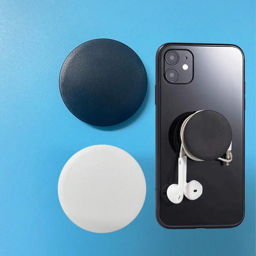 1pc Black/White Adjustable Phone Holder, Slouchy Bracket, Air Cushion Finger Ring Grip, Cartoon Adhesive Base Compatible With IPhone, Android Phone, Gift For Birthday, Family, Friends For Office, Dorm And Home Use Phone Stand Phone Stand For Bed