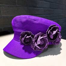1pc Cowboy Rose Flower Navy Hat/Newsboy Hat, Retro Holiday Style, Eye-Catching And Versatile, A Must-Have For Going Out, Parties, Dates, Multiple Colors Available