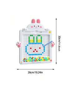 1 pieza Tablero magnético de dibujo para niños - Rompecabezas de arte de puntos coloridos con bolígrafo de estilo, juegos de clasificación de colores y juguete sensorial, forma de cangrejo y conejo, juguete educativo STEM para niños de 3 a 6 años, tableta para dibujar portátil, regalos de cumpleaños para niños y niñas