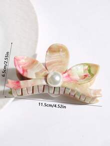 1 件装极简主义花朵和仿珍珠大号方形发夹，优雅发饰发饰花朵发夹，学校用品，大学秋季配饰