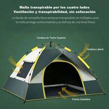 Tienda automática de apertura rápida, plegable al aire libre, camping portátil, a prueba de lluvia durante la noche, engrosado - Verde militar - Ver 4