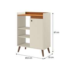 Miguel Compact Sideboard With 1 Door And 3 Shelves – Multipurpose Sideboard For Living Room, Kitchen Or Coffee Corner – Various Colors - 米色 - 查看 7