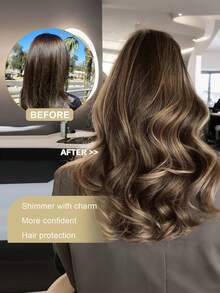 Wire Hair Extensions With 5 Secure Clips Long Wavy 22 Inch Blonde With Dark Brown For Women - Brown Highlight - View 6