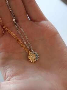 Fashionable And Versatile Collarbone Necklace | Moon And Sun Couple Necklace | Suitable For Daily Wear And Vacation For Both Men And Women, Suitable For Holiday And Anniversary Gifts - Polychrome - 查看 5