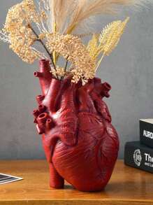 1pc Flower Anatomy Heart Vase Creative Heart Shape Carving Custom Vase Heart Shape Art Resin Vase Desktop Home Decor Decoration Gift Vase, Halloween Heart Decoration Room Decor Flower Vase Glass Vase
