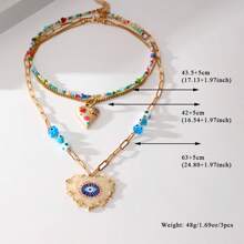 1pc New Zinc Alloy Dripping Oil Evil Eye Pendant Necklace