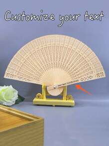 Customized Personalized Summer Outdoor Supplies Fan, Outdoor Decoration, Wedding Holiday Party Return Gift Letter Hand Fan, Wedding Fan Bridesmaid Fan, Custom Wedding Fan Beach Summer Wooden Fan Fashion, Retro, Simple, Chic, Autumn Fashion