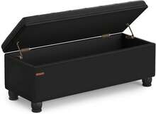Storage Ottoman, Storage Bench, Tufted Entryway Bedroom Bench, 17.7 X 46.5 X 17.7 Inches, Hinges Easy Lid Operation, Wooden Legs, Synthetic Leather, Loads 330 Lb, Classic Black ULOM071B01,8059554 - 淺藍色 - 查看 9