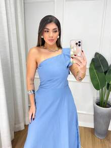 Midi Dress Mule Lame - 藍色牛仔褲 - 查看 3