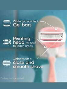 GILLETTE 3 件/1 包吉列维纳斯舒适滑顺白茶女士剃须刀替换刀片 3 层刀片替换刀片顺滑剃须适合所有肤质