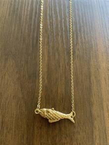 不锈钢海滩鱼吊坠项链，女士海洋风格项链 - 魚項鍊 - 查看 5