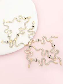 10 piezas de encantos de artesanía de serpiente incrustados con diamantes de imitación populares en Europa y América, para hacer joyas de personalidad de moda para hombres y mujeres, estilo punk, diseño de animales de llavero de pendientes y collar de aleación de moda para fiestas y decoración de banquete