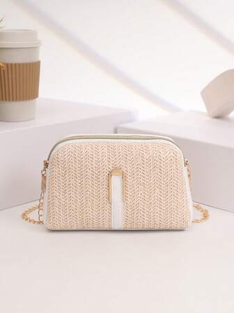 Mini Woven Chain Strap Shoulder Crossbody Bag